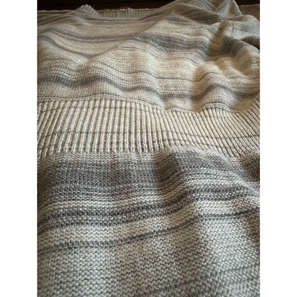 GORGEOUS WHBM Silver Gray Striated Metallic Waterfall Cardigan Sweater Small - Picture 13 of 13